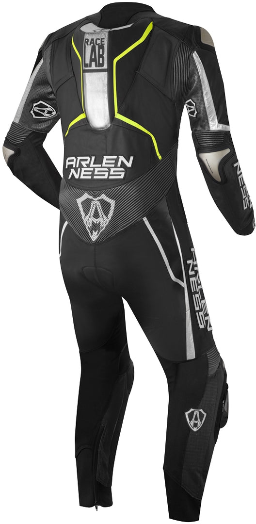 Arlen Ness Alcarras Race One Piece Motorcycle Leather Suit#color_black-grey-yellow