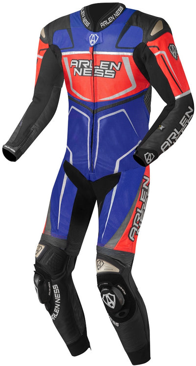 Arlen Ness Alcarras Race One Piece Kangaroo Motorcycle Leather Suit#color_black-red-blue