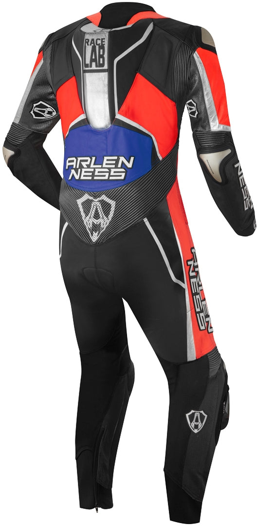 Arlen Ness Alcarras Race One Piece Kangaroo Motorcycle Leather Suit#color_black-red-blue
