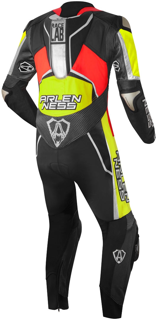 Arlen Ness Alcarras Race One Piece Kangaroo Motorcycle Leather Suit#color_black-red-yellow