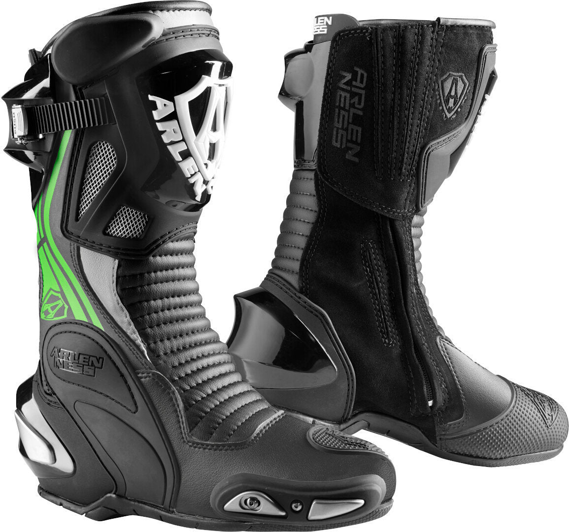 Arlen Ness Pro Shift 2 Motorcycle Boots#color_black-white-green