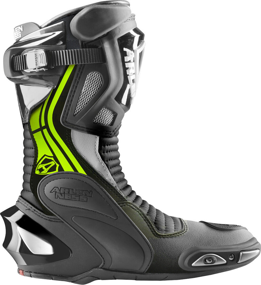 Arlen Ness Pro Shift 2 Motorcycle Boots#color_black-yellow-fluo