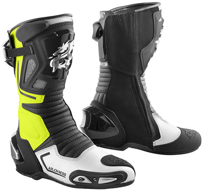 Arlen Ness Sugello Motorcycle Boots#color_black-yellow-fluo