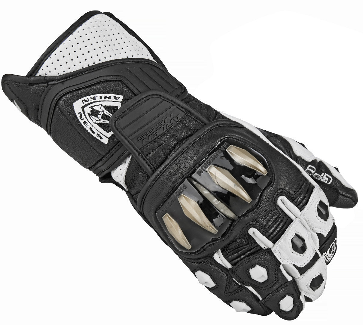 Arlen Ness Yakun Motorcycle Gloves#color_black-white