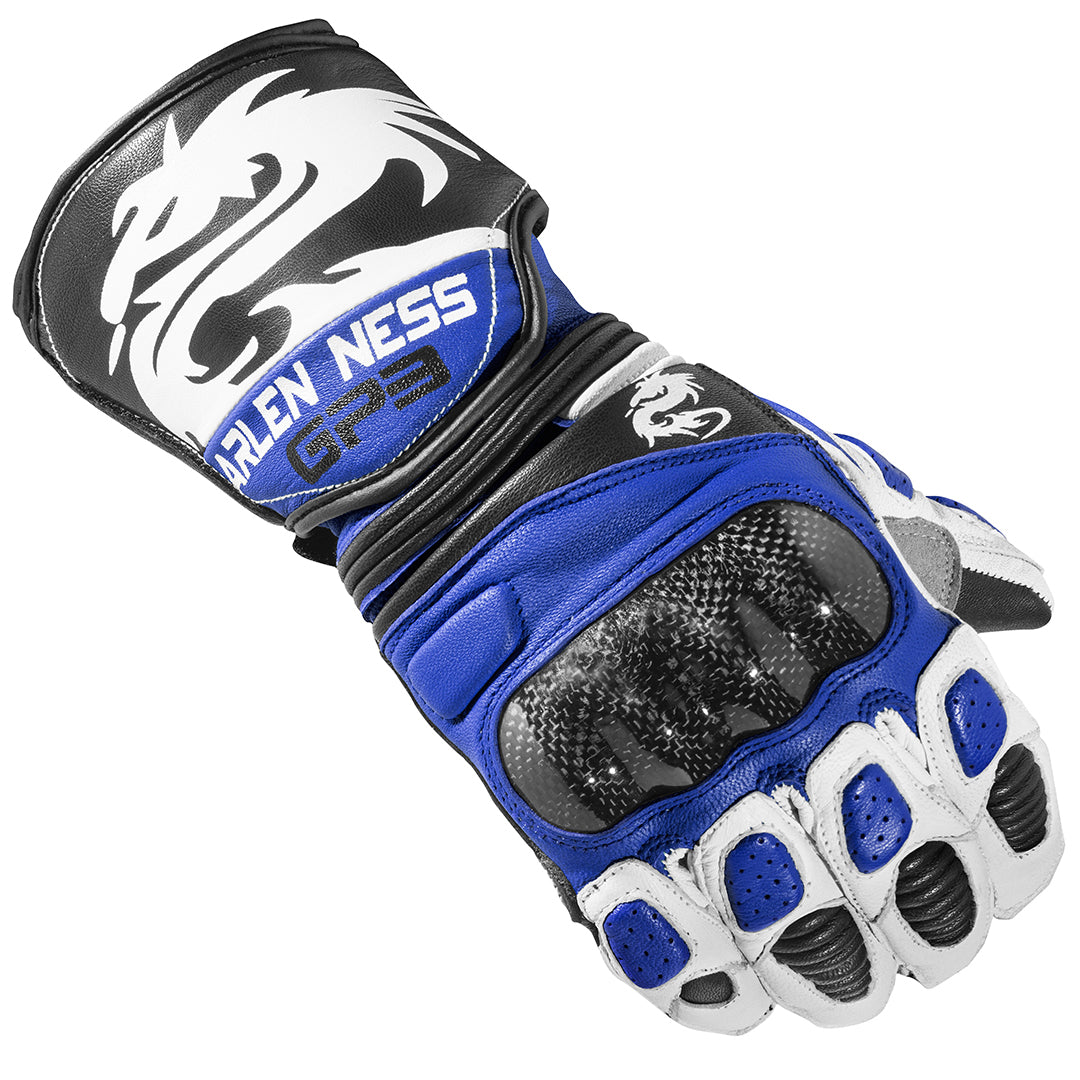 Arlen Ness Monza Motorcycle Gloves#color_white-black-blue
