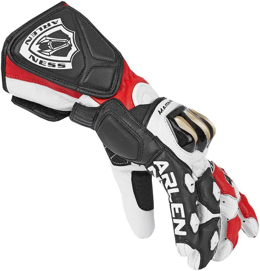 Arlen Ness Sugello Motorcycle Gloves#color_black-white-red