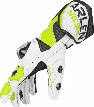 Arlen Ness Sugello Motorcycle Gloves#color_black-white-yellow