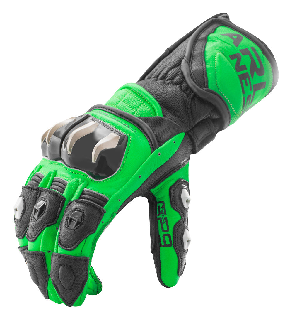 Arlen Ness Sugello Motorcycle Gloves#color_green-black