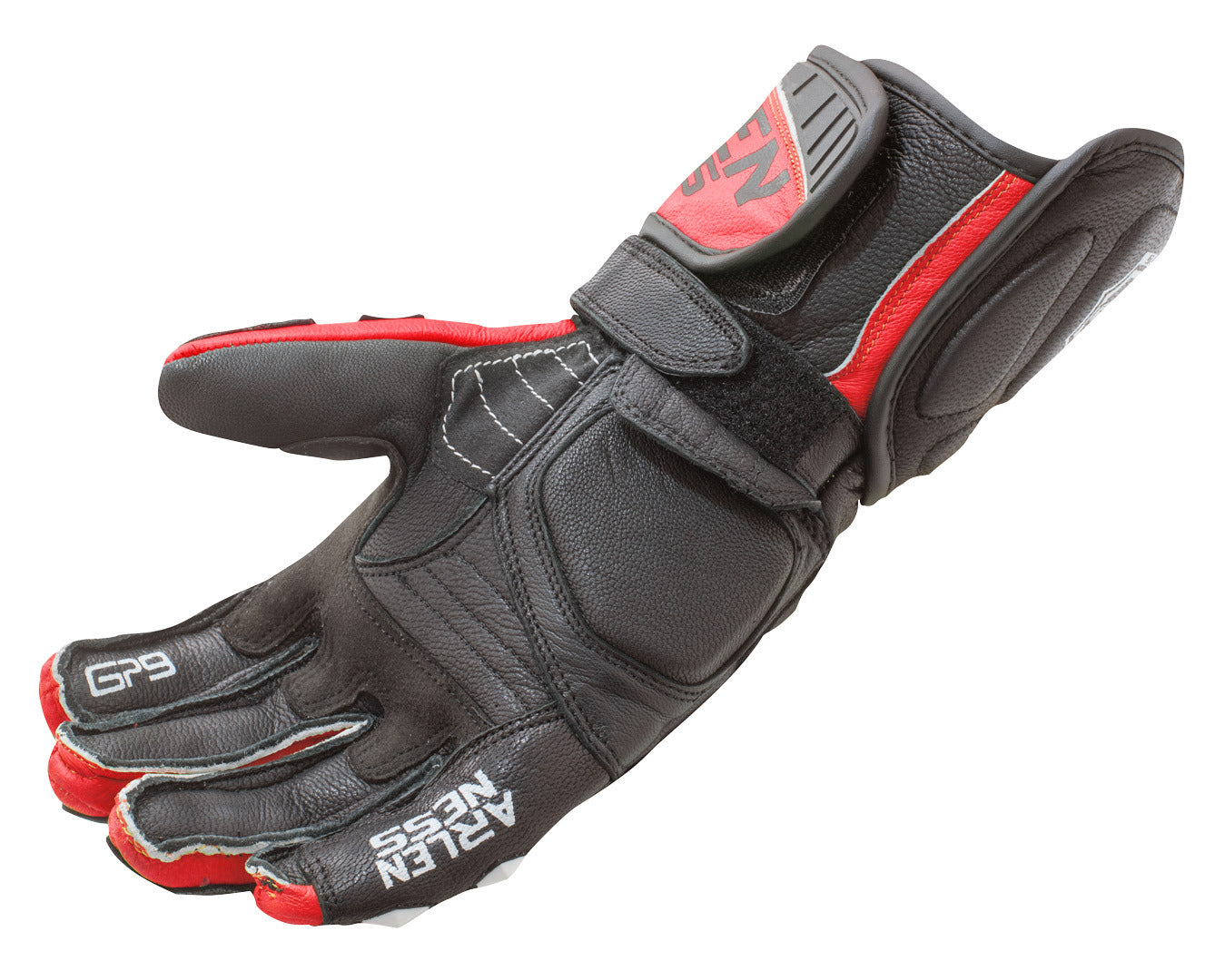 Arlen Ness Sugello Motorcycle Gloves#color_red-black