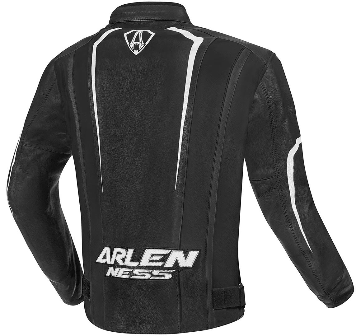 Arlen Ness Motegi Motorcycle Leatherjacket#color_black-white