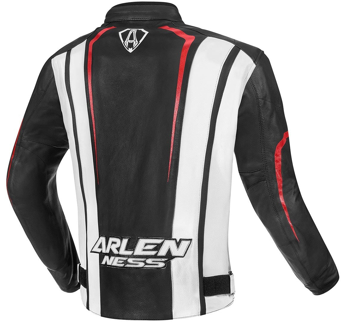 Arlen Ness Motegi Motorcycle Leatherjacket#color_black-white-red