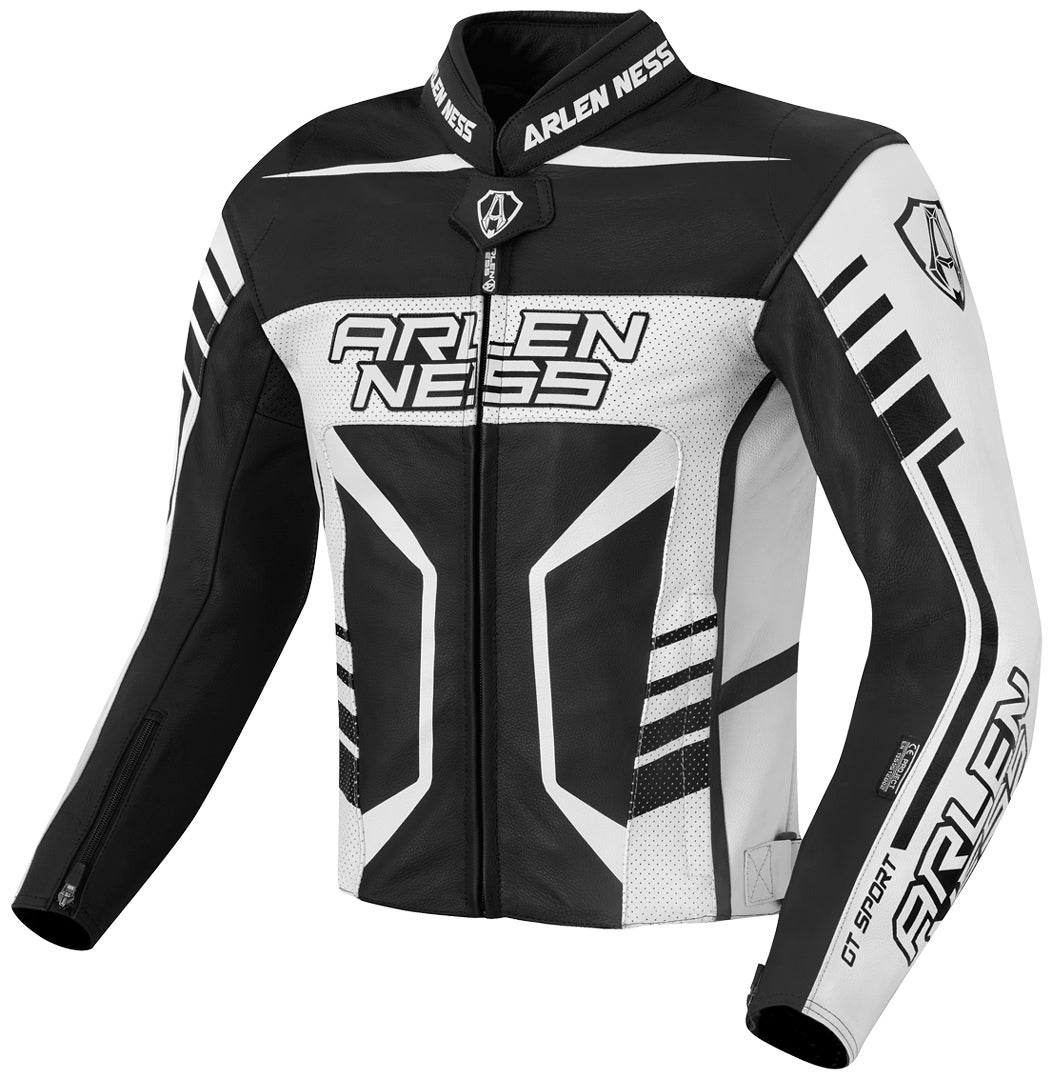 Arlen Ness Rapida 2 Motorcycle Leather Jacket#color_black-white
