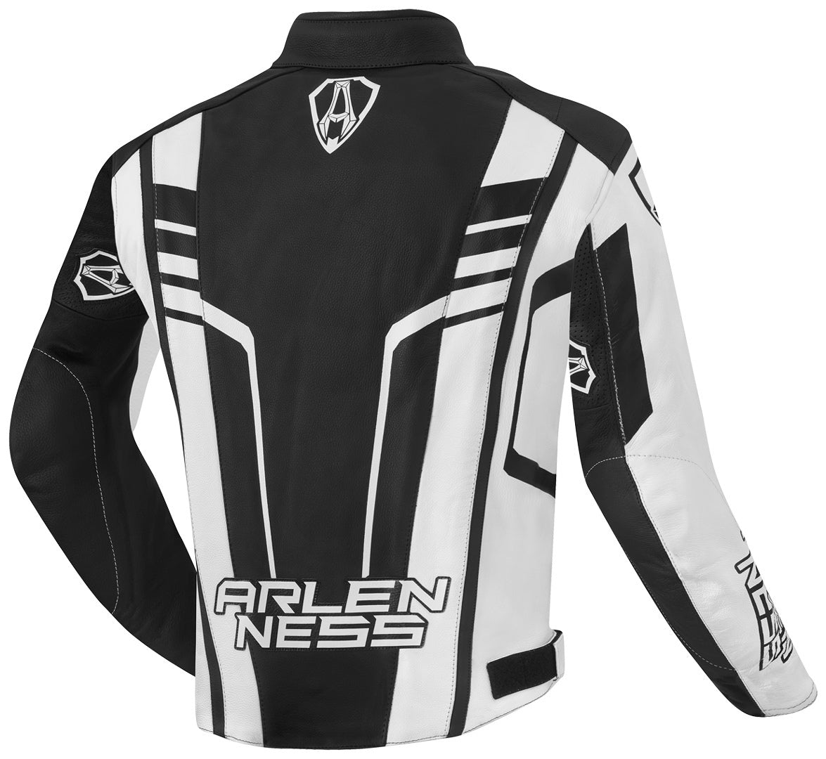 Arlen Ness Rapida 2 Motorcycle Leather Jacket#color_black-white