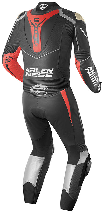 Arlen Ness Sugello One Piece Motorcycle Leather Suit#color_black-red