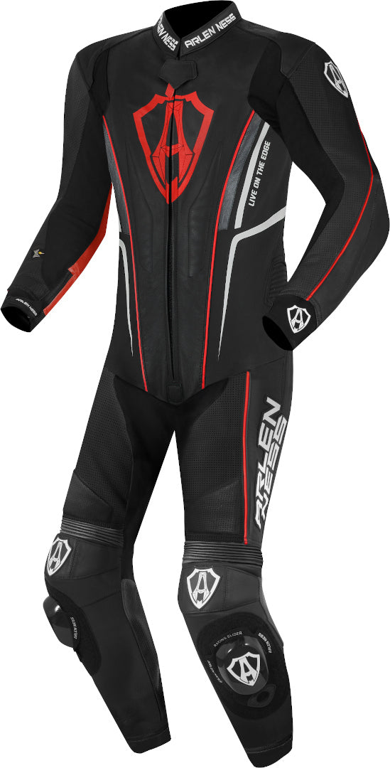 Arlen Ness Losail One Piece Leather Suit#color_black-red