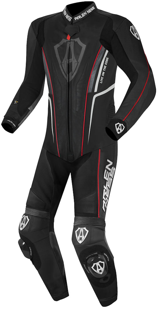Arlen Ness Losail One Piece Leather Suit#color_black-red-white