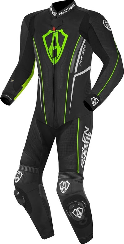 Arlen Ness Losail One Piece Leather Suit#color_black-green