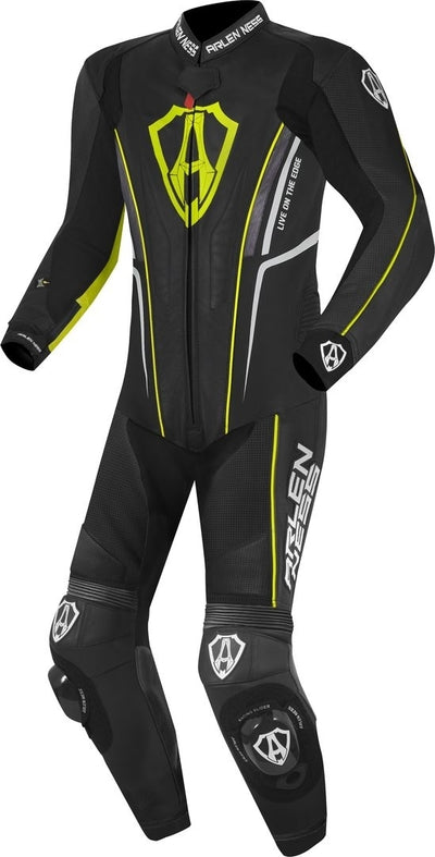 Arlen Ness Losail One Piece Leather Suit#color_black-yellow