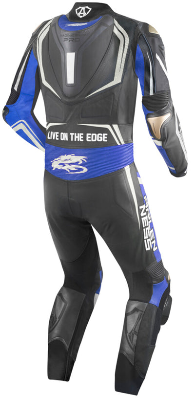 Arlen Ness Sugello 2 One Piece Motorcycle Leather Suit#color_black-blue-white