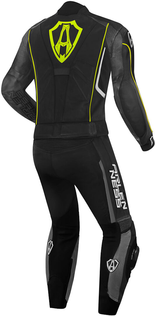 Arlen Ness Losail Two Piece Leather Suit#color_black-yellow