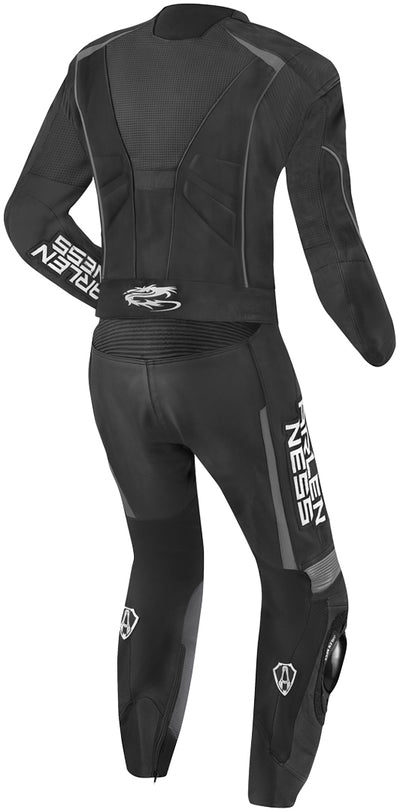 Arlen Ness Edge Two Piece Motorcycle Leather Suit#color_black-grey