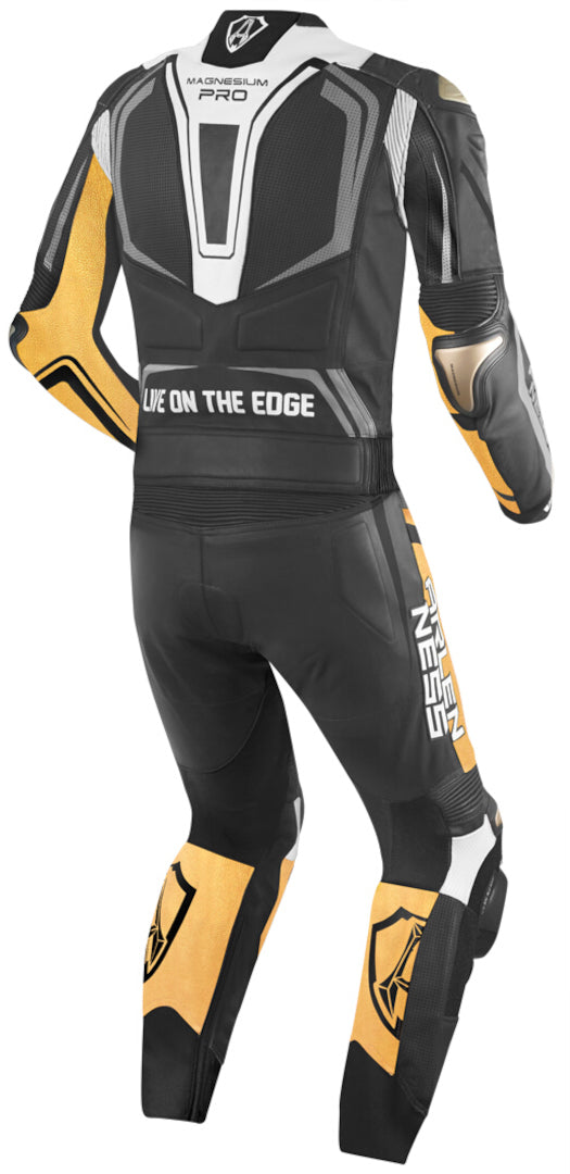 Arlen Ness Race-X Two Piece Motorcycle Leather Suit#color_black-white-gold