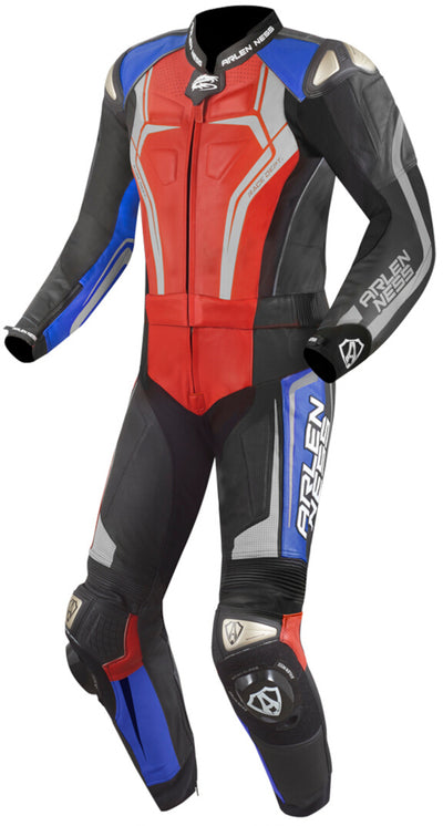 Arlen Ness Race-X Two Piece Motorcycle Leather Suit#color_black-red-blue