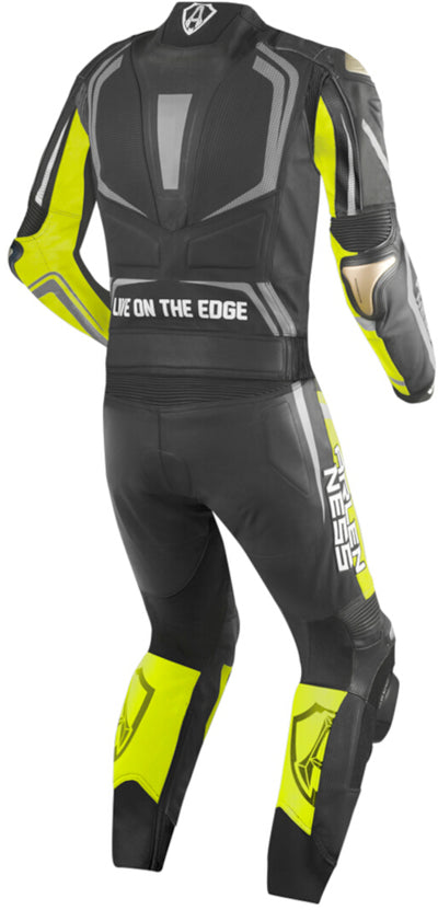 Arlen Ness Race-X Two Piece Motorcycle Leather Suit#color_black-grey-yellow