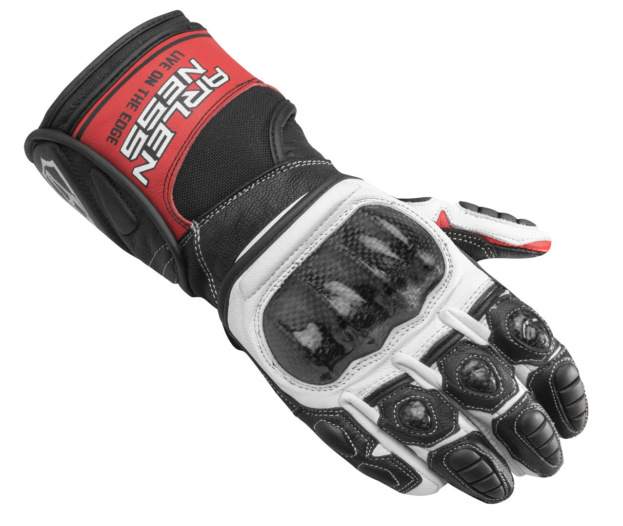 Arlen Ness Mugello Motorcycle Gloves#color_black-white-red