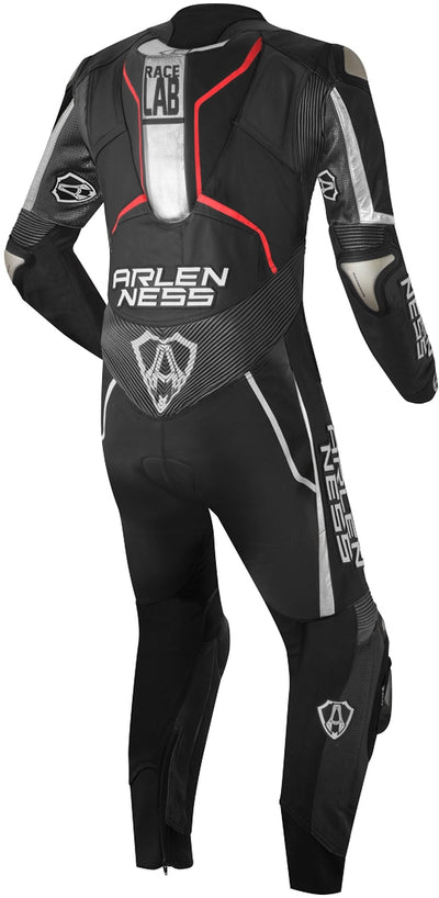 Arlen Ness Alcarras Race One Piece Motorcycle Leather Suit#color_black-red-white-grey