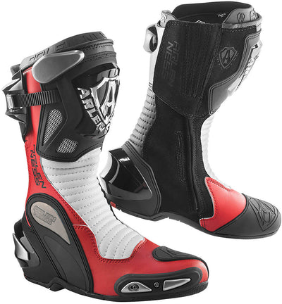 Arlen Ness Xaus Replica Motorcycle Boots#color_black-red-white