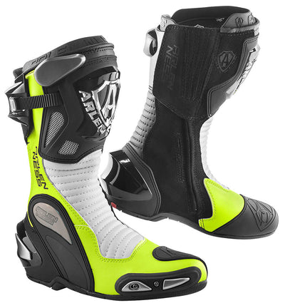 Arlen Ness Xaus Replica Motorcycle Boots#color_black-white-yellow