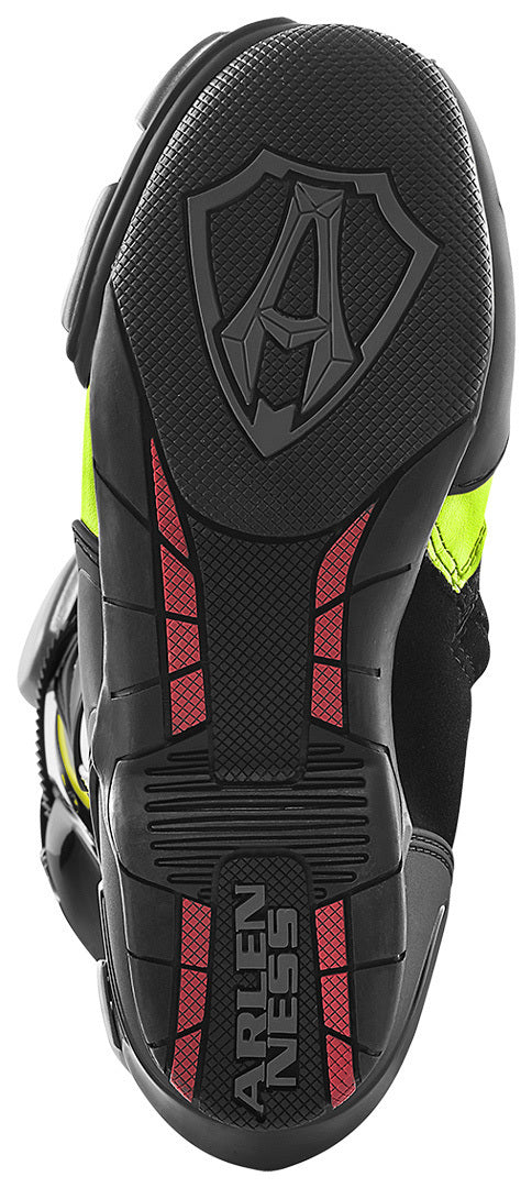 Arlen Ness Xaus Replica Motorcycle Boots#color_black-white-yellow