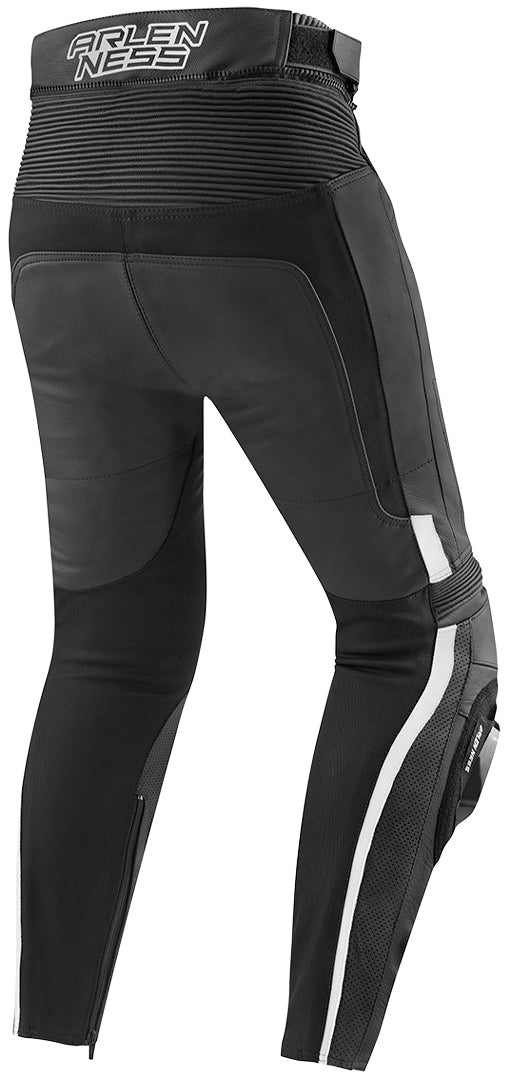 Arlen Ness Sugello Motorcycle Leather Pants#color_black-white