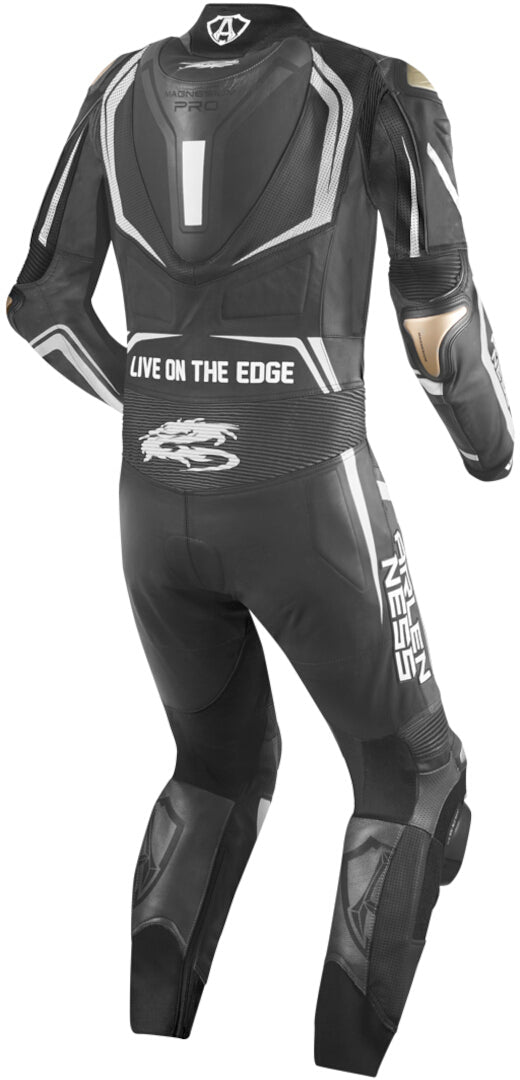 Arlen Ness Sugello 2 One Piece Motorcycle Leather Suit#color_black-white